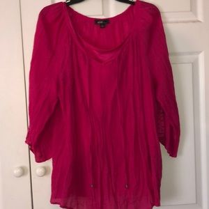 Hot pink boho shirt with lacy sleeves 18W/20W